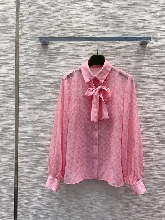 Blusa GG Gucci chifon de seda estampada
