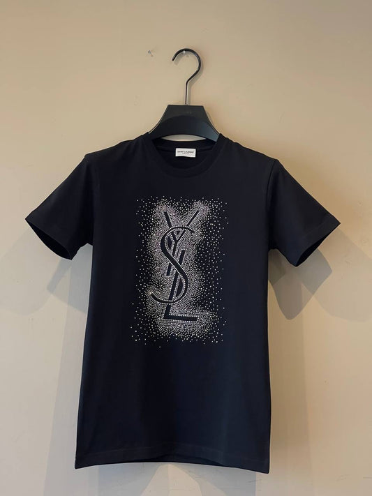 T-shirt Saint Laurent Monograma em Strass entrega imediata