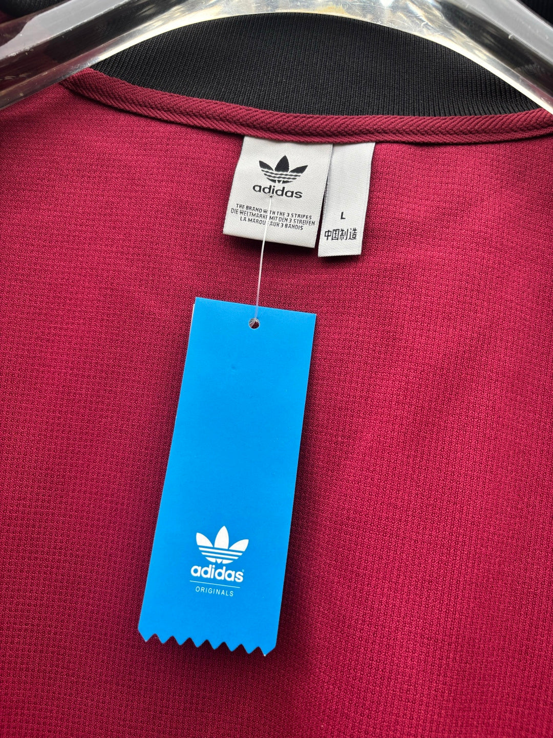 Adidas Originals Campera de punto Burdeos + Negro
