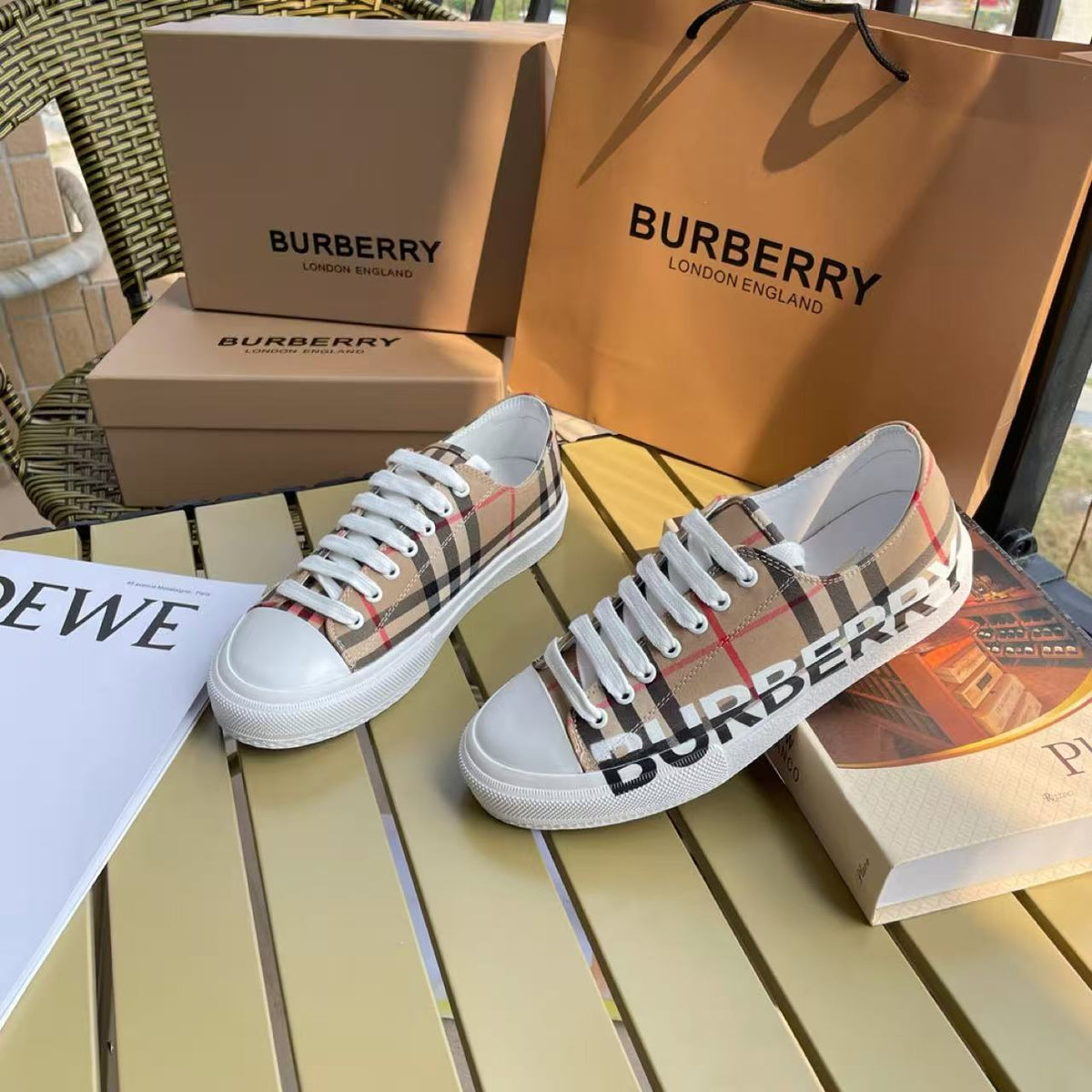 Sapatilhas Burberry Larkhall Xadrez Vintage