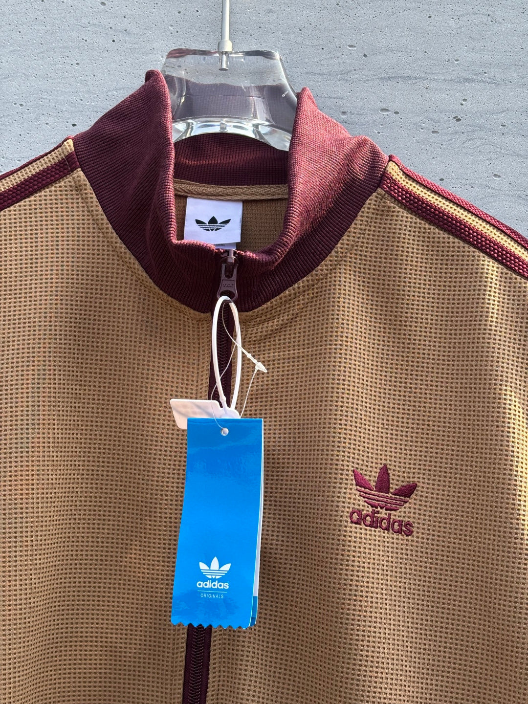 Adidas Originals Knit Track Top Beige + Burgundy