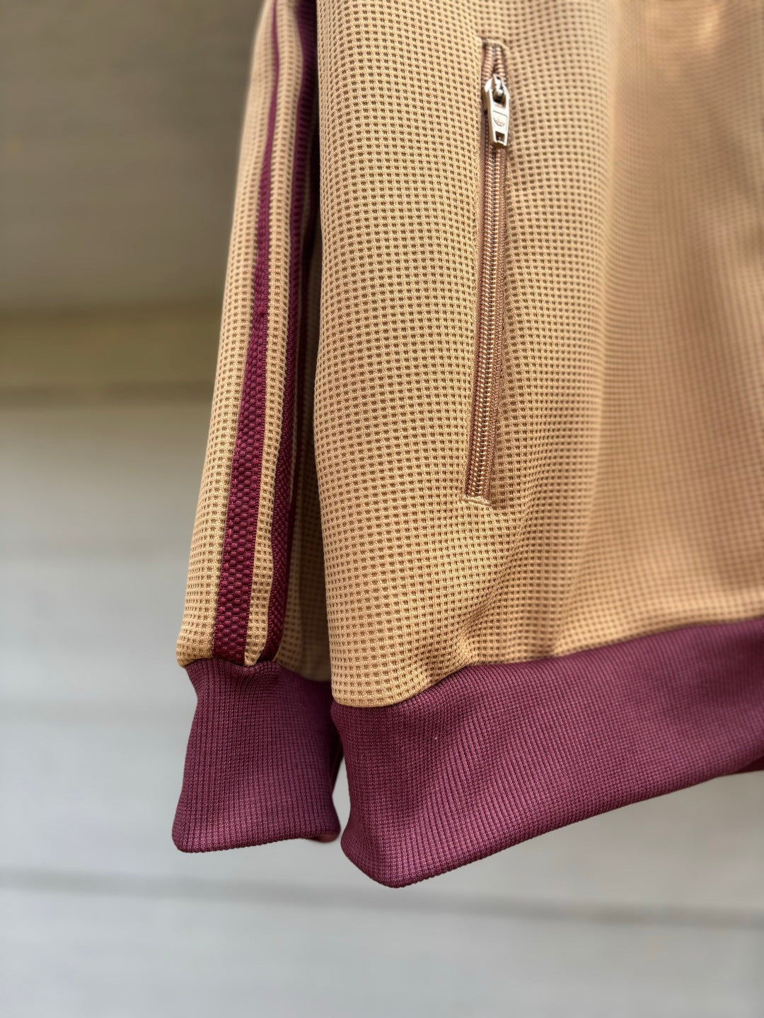 Adidas Originals Knit Track Top Beige + Burgundy