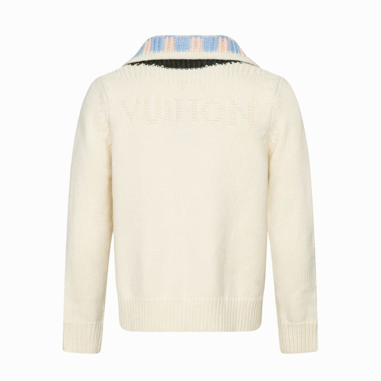 Casaco LV Louis Vuitton Zipped Intarsia Track Top em lã
