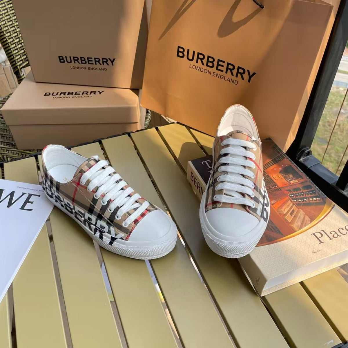 Sapatilhas Burberry Larkhall Xadrez Vintage