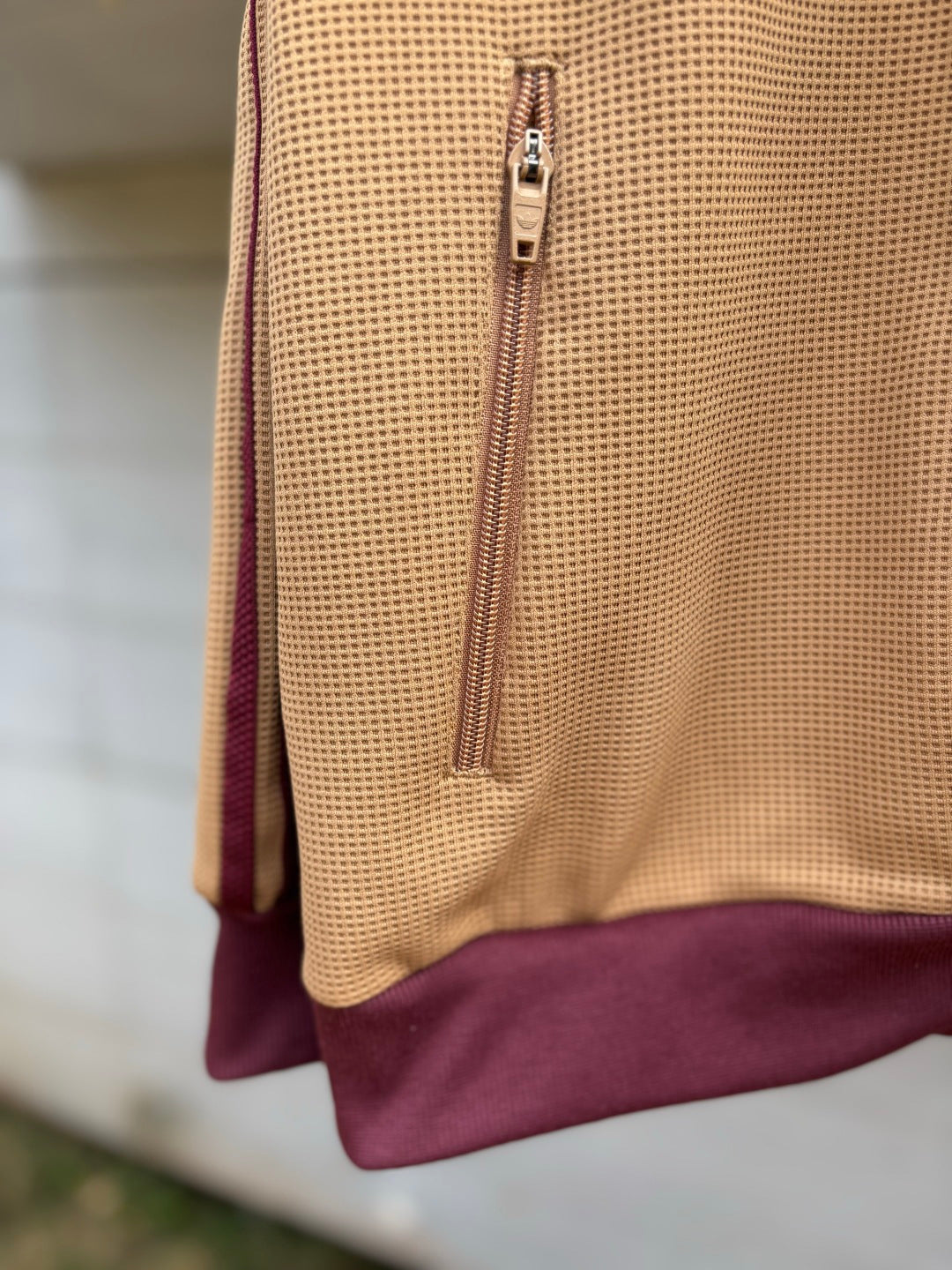 Adidas Originals Knit Track Top Beige + Burgundy
