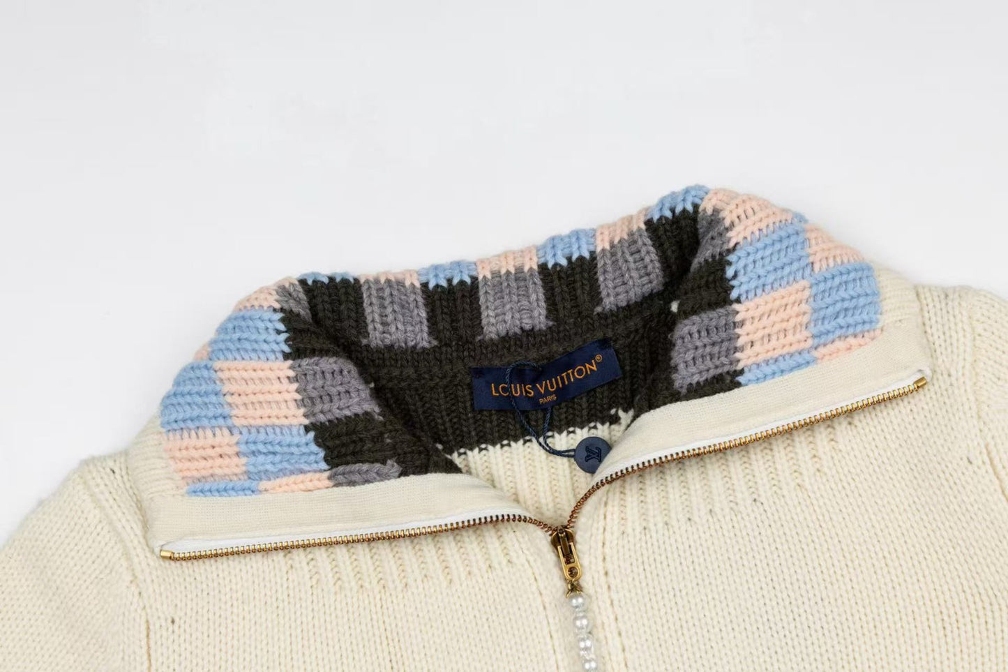 Casaco LV Louis Vuitton Zipped Intarsia Track Top em lã