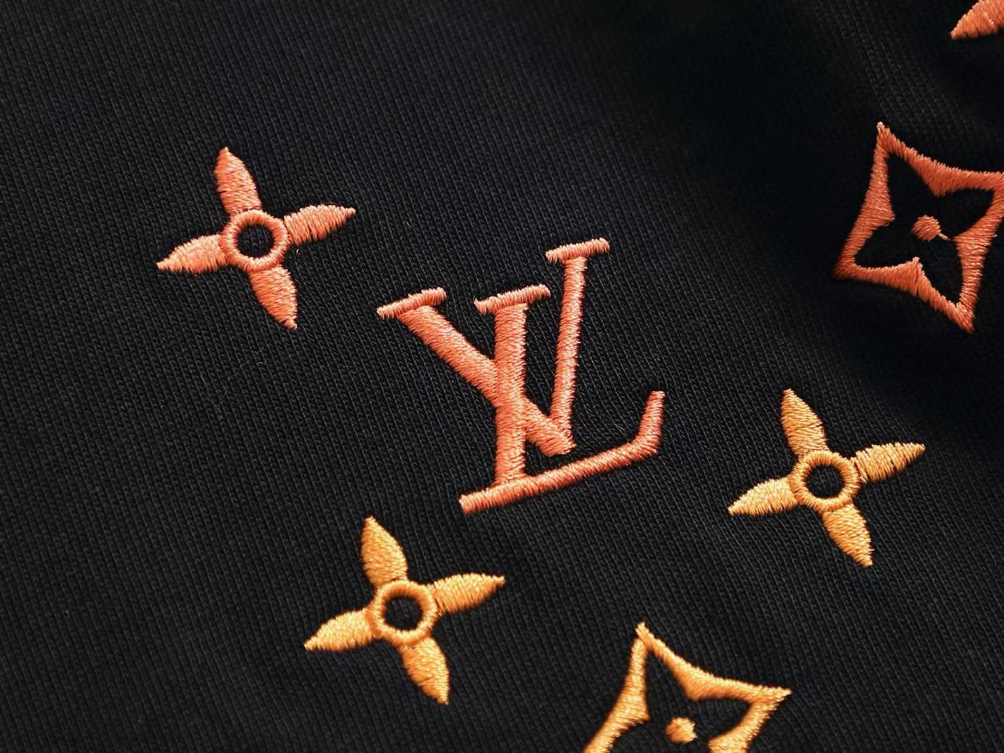LV Louis Vuitton embroidered monogram T-shirt