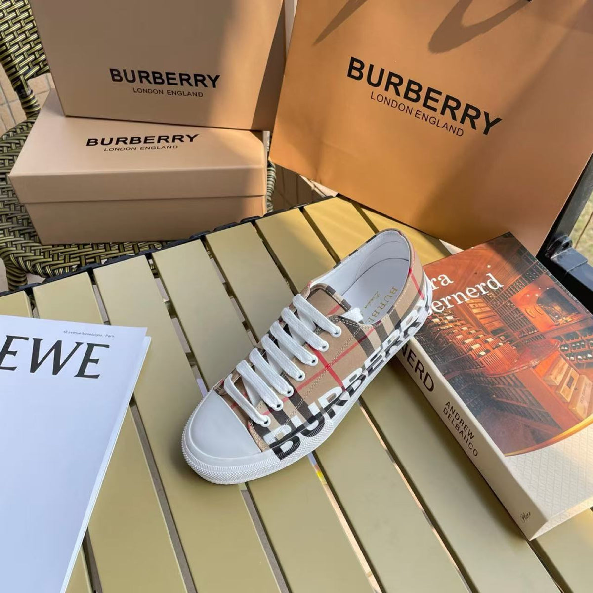 Sapatilhas Burberry Larkhall Xadrez Vintage
