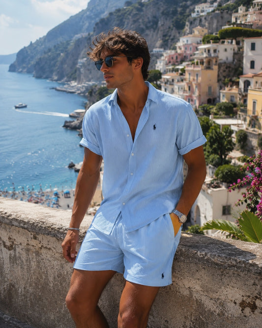 Conjunto Ralph Lauren em tecido seersucker