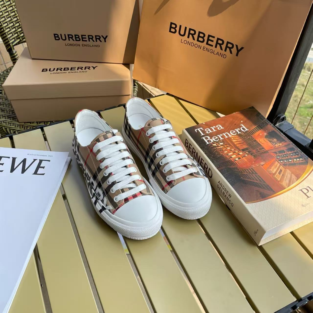 Sapatilhas Burberry Larkhall Xadrez Vintage