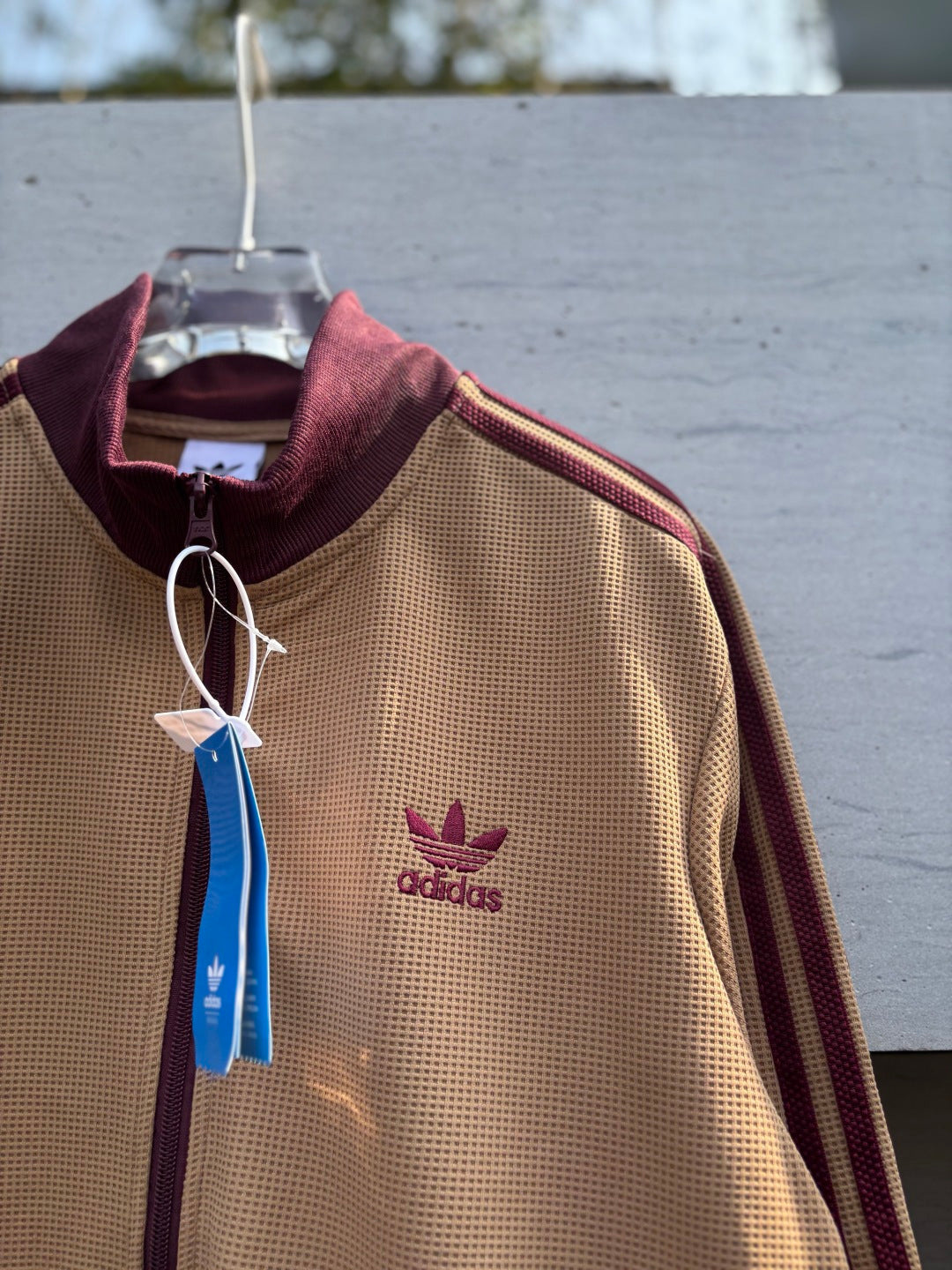 Adidas Originals Knit Track Top Beige + Burgundy