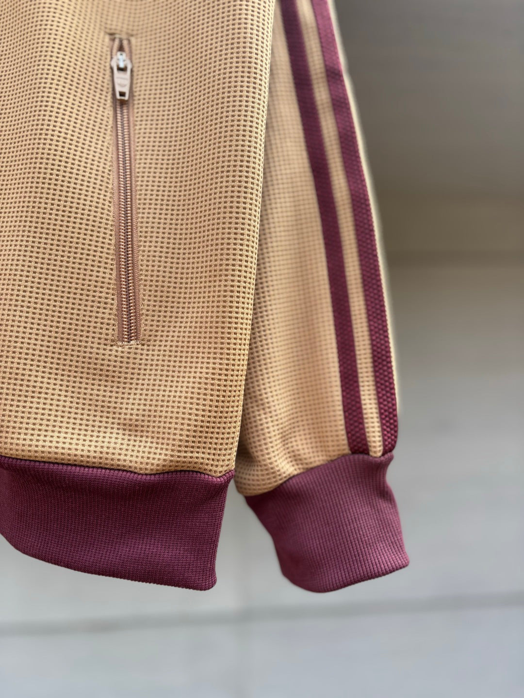Adidas Originals Knit Track Top Beige + Burgundy