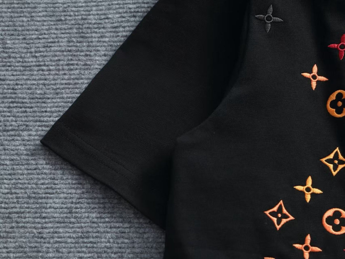 LV Louis Vuitton embroidered monogram T-shirt