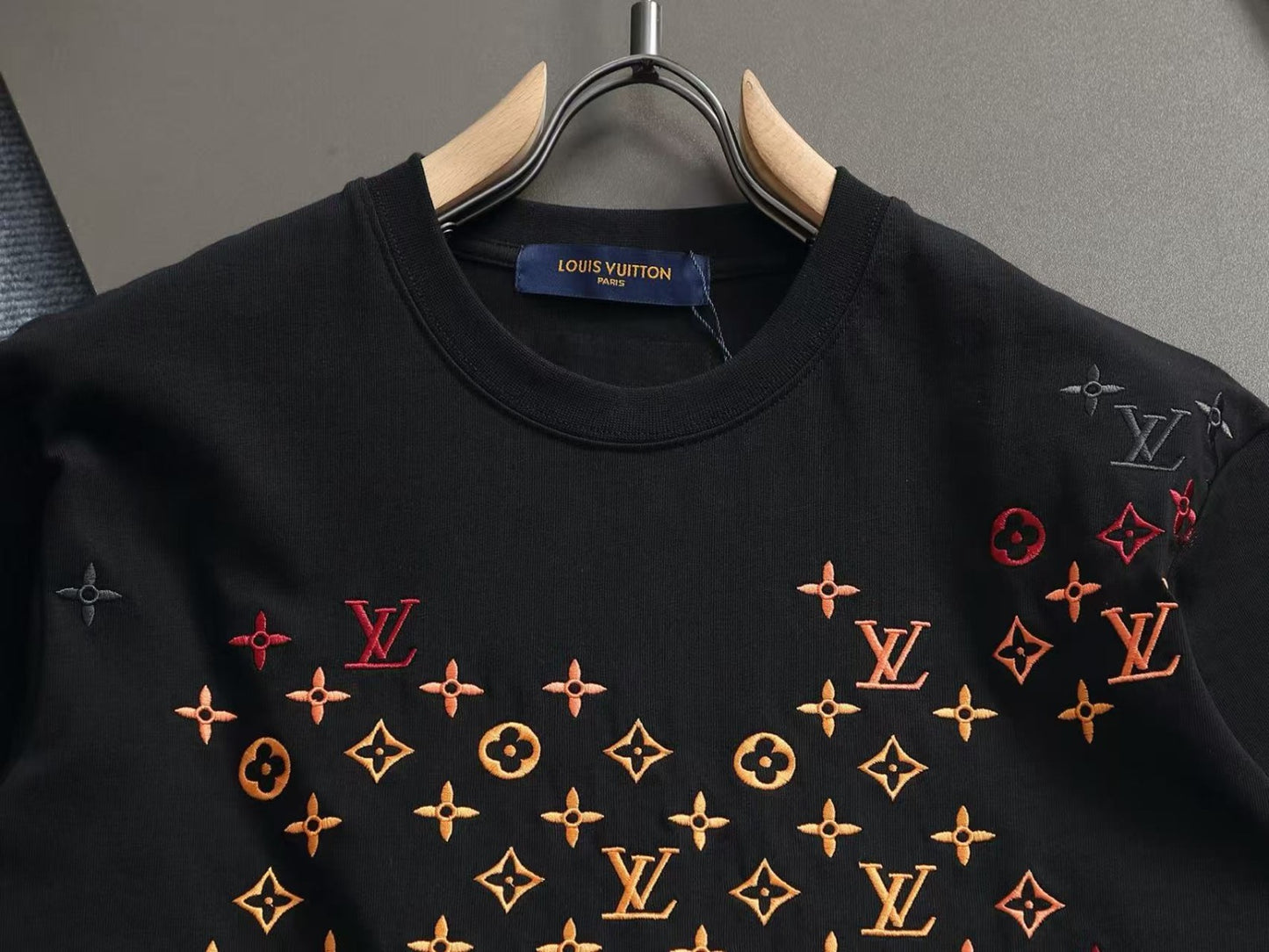 LV Louis Vuitton embroidered monogram T-shirt