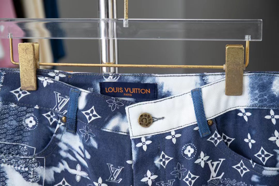 Conjunto LV Louis Vuitton Monograma em ganga