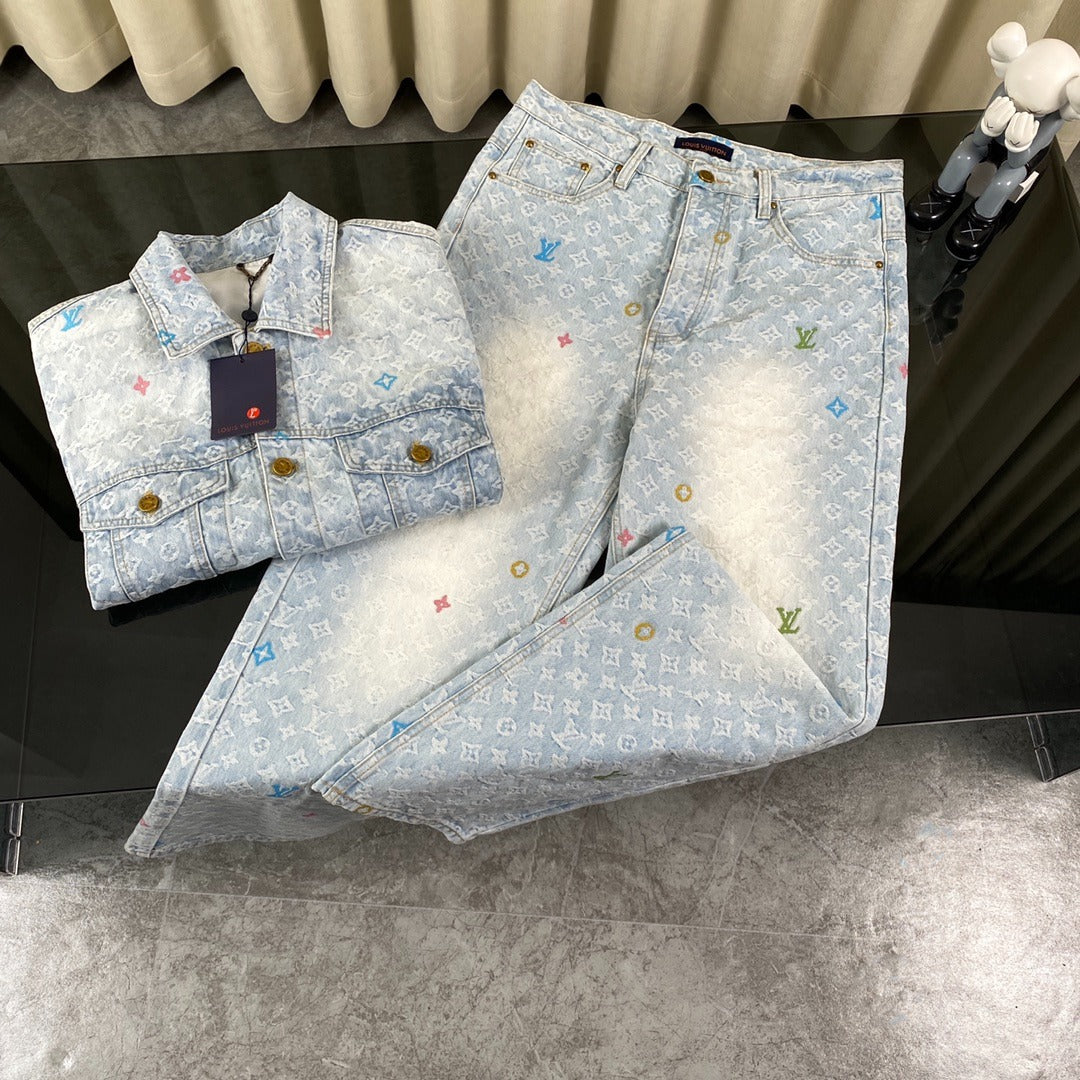 Conjunto LV Louis Vuitton Denim Monograma
