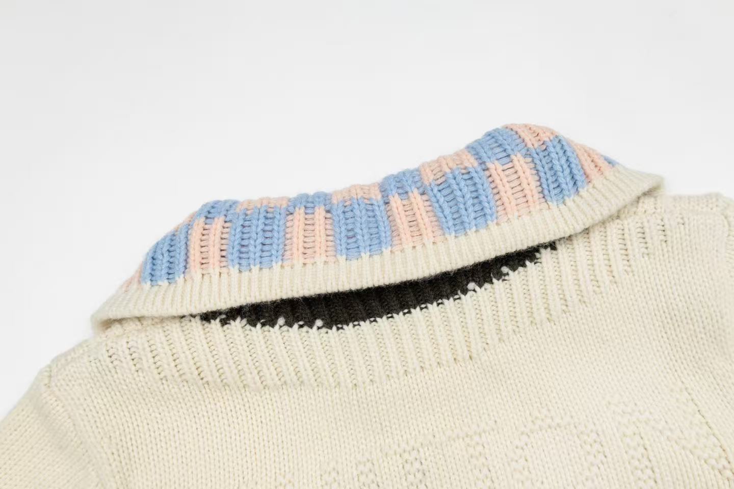 Casaco LV Louis Vuitton Zipped Intarsia Track Top em lã