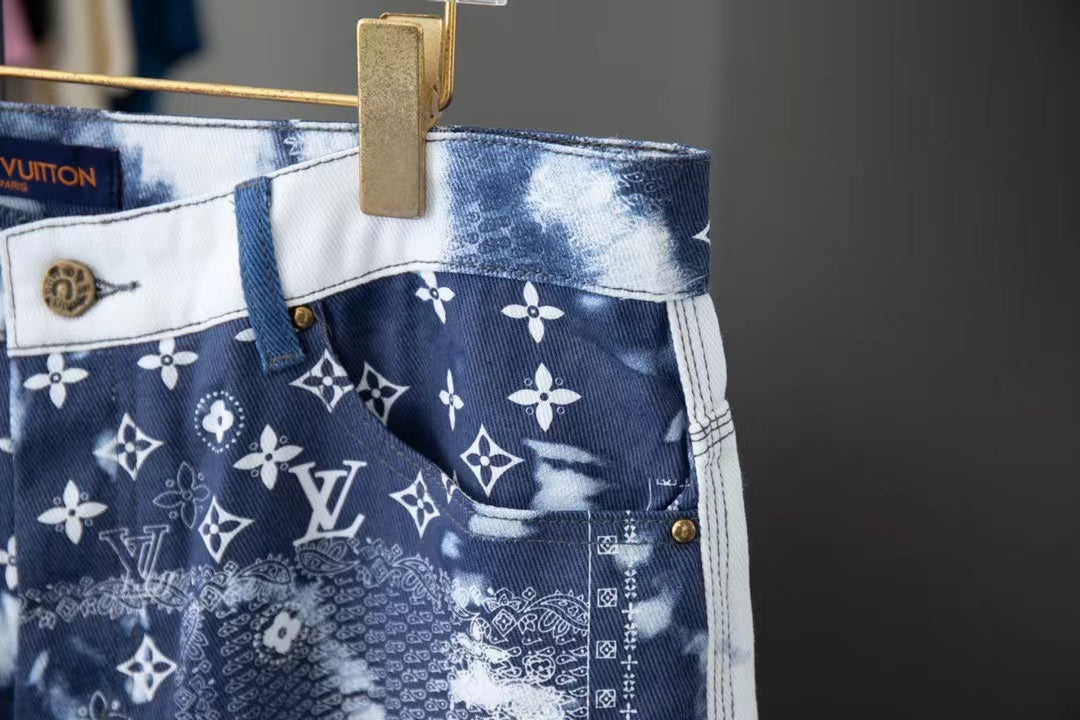 Conjunto LV Louis Vuitton Monograma em ganga