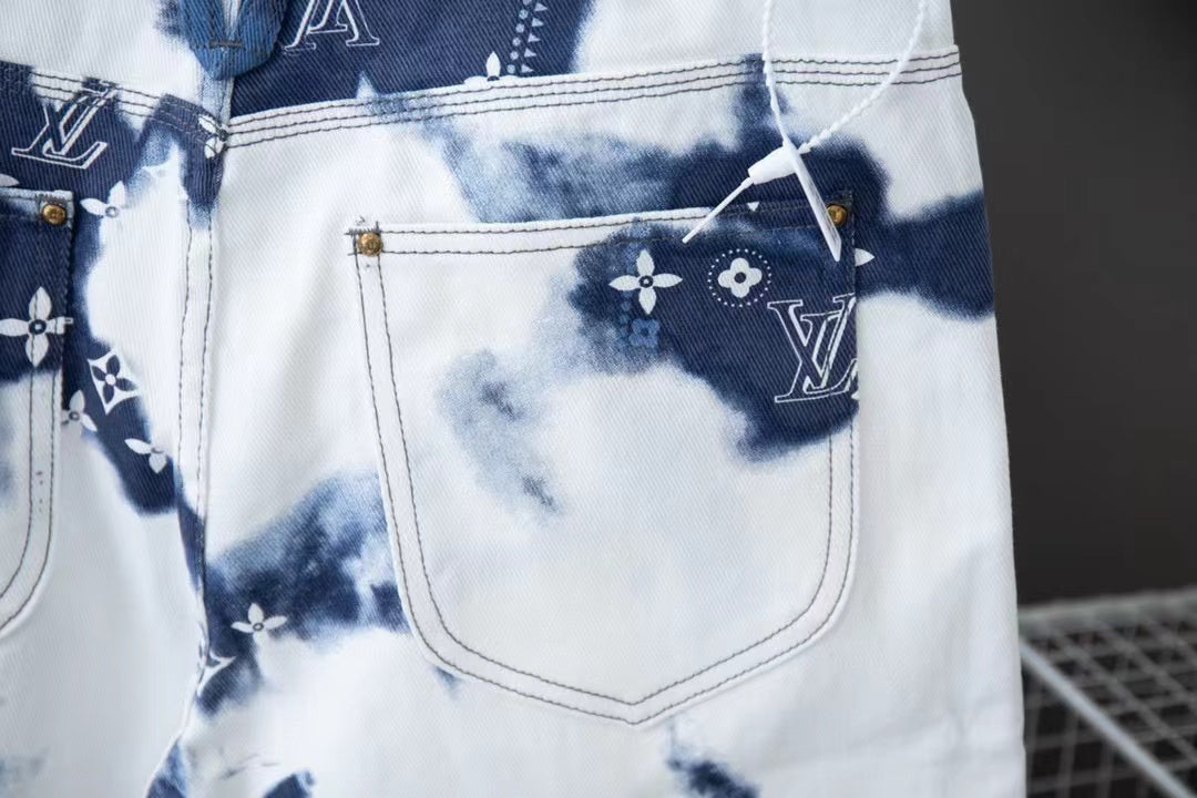Conjunto LV Louis Vuitton Monograma em ganga
