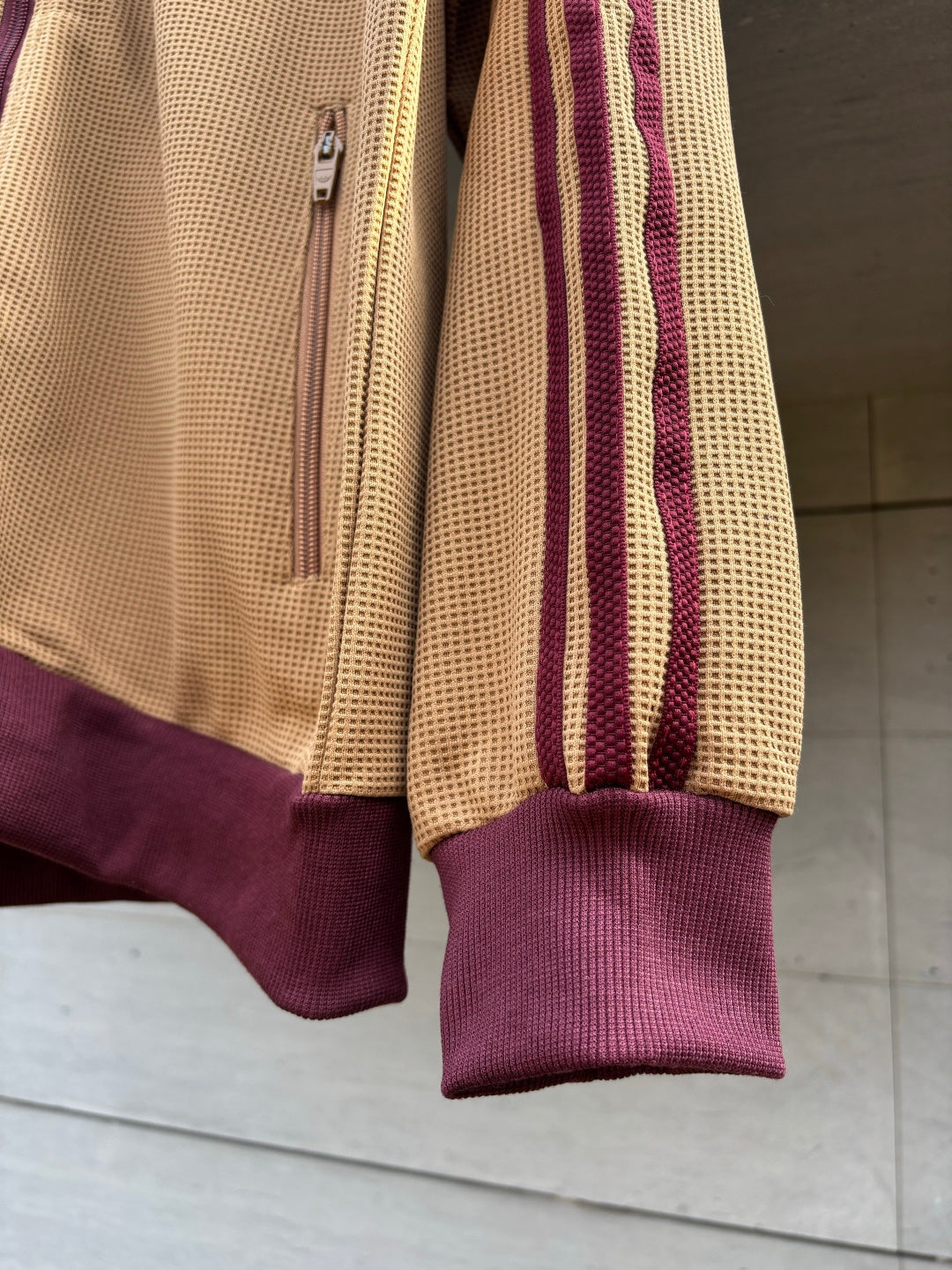 Adidas Originals Knit Track Top Beige + Burgundy