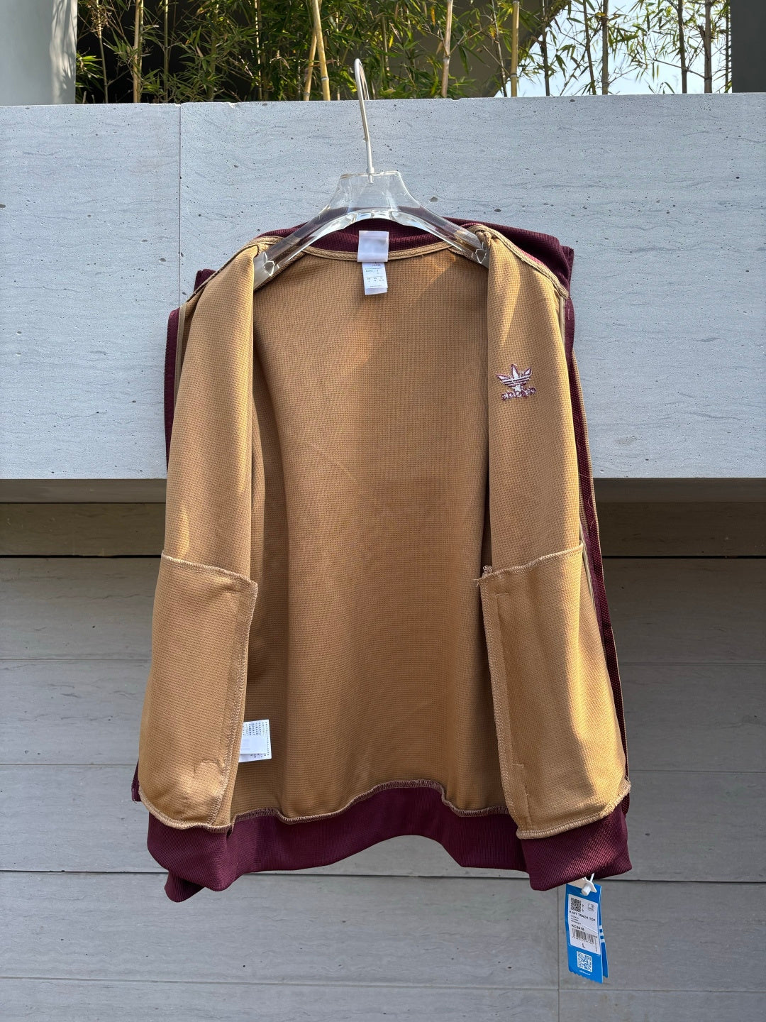 Adidas Originals Knit Track Top Beige + Burgundy