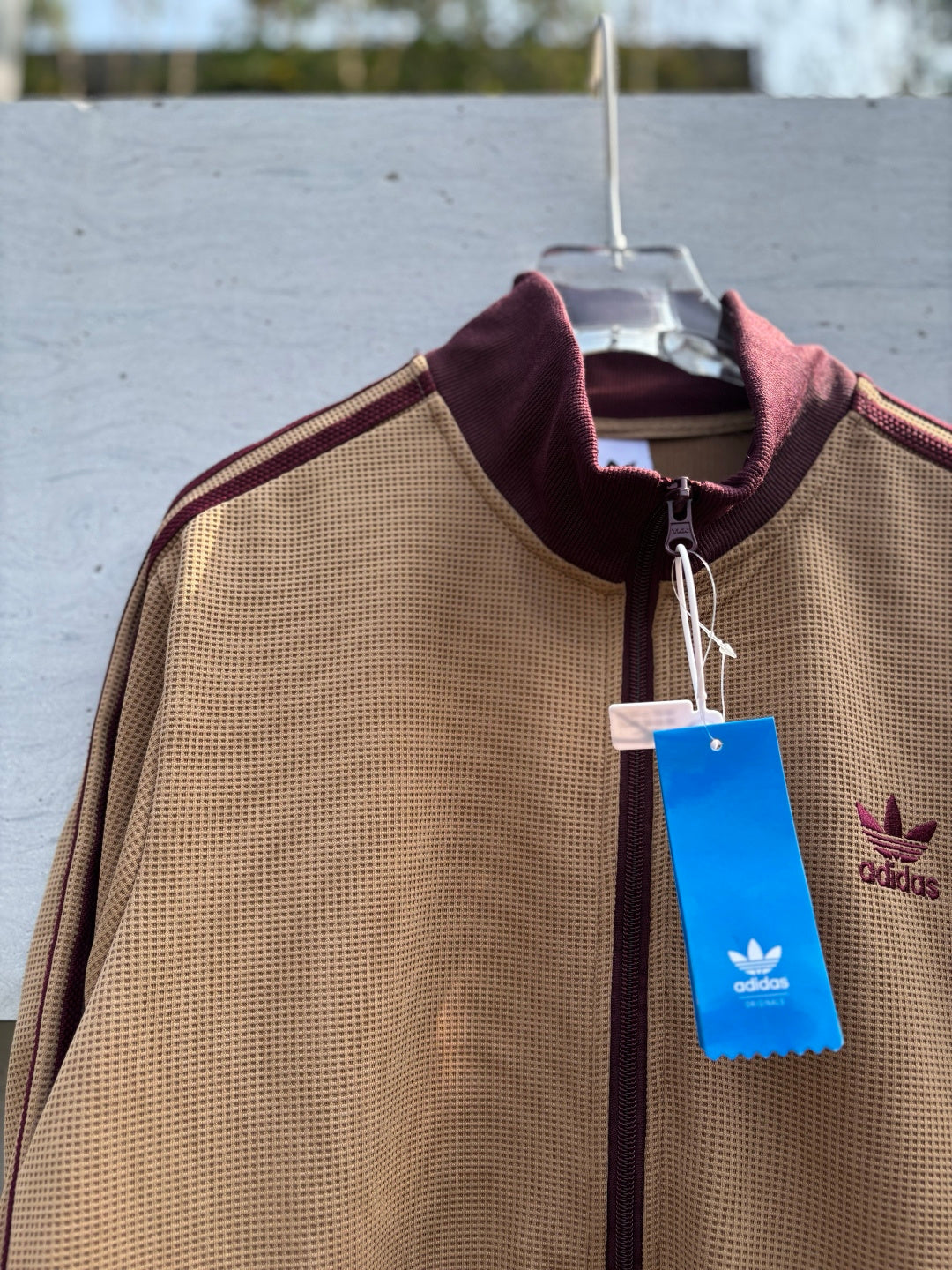 Adidas Originals Knit Track Top Beige + Burgundy